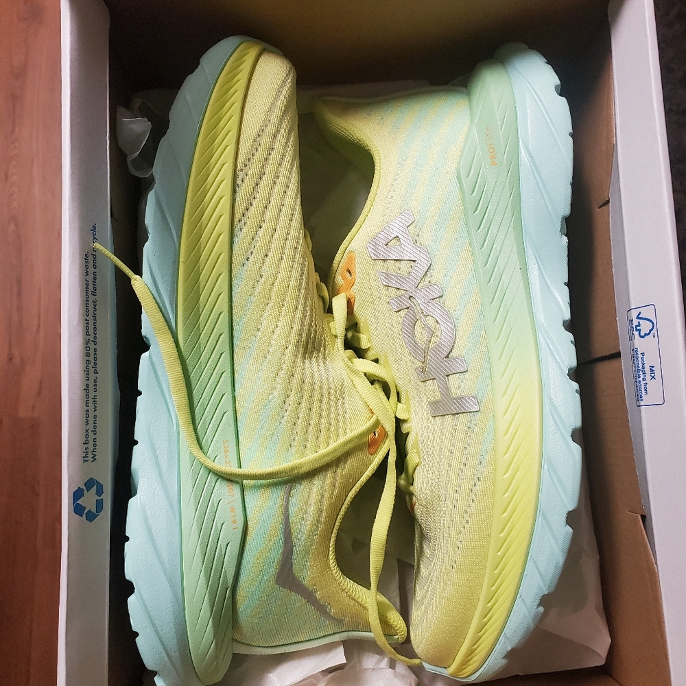 Hoka Women's Yellow and Green Running Shoes